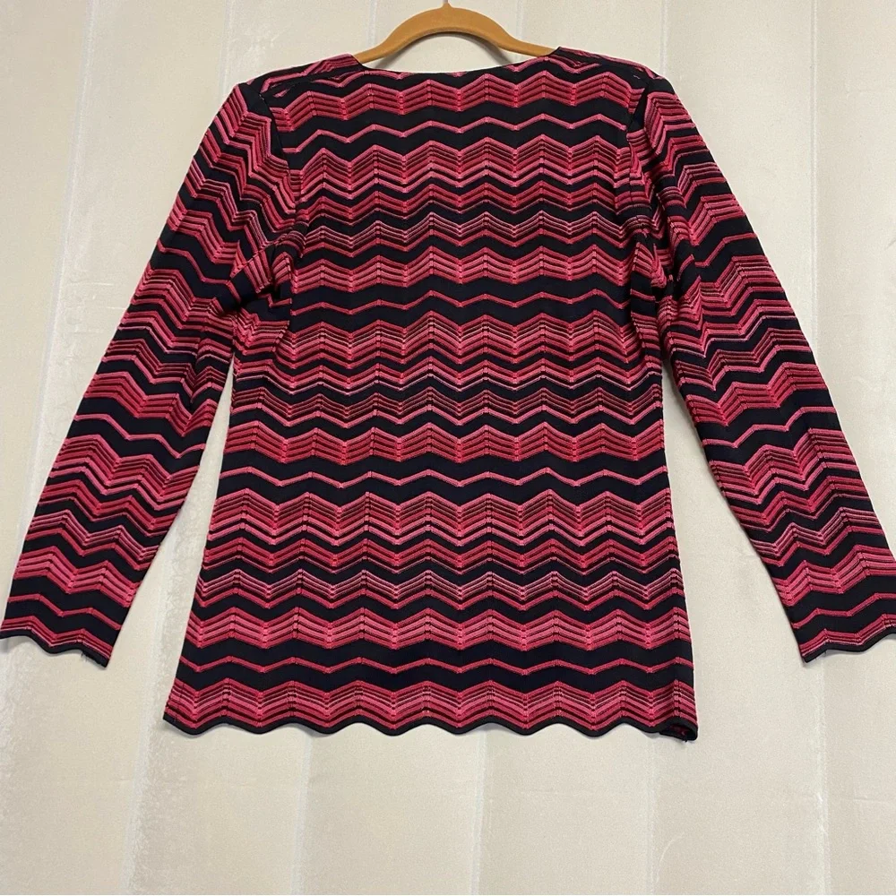 Exclusively Misook Women’s Zip Cardigan Sweater Small Chevron Designer Luxury